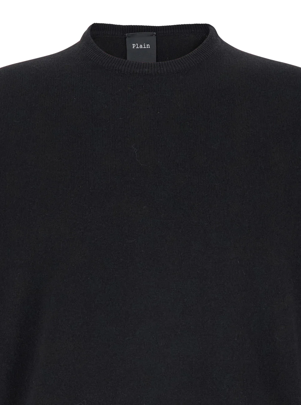 Plain Black Crewneck Sweater in Merino Wool and Silk Blend Man Merinos Cashmere Jersey Plain Black Crewneck Sweater in Merino Wool and Silk Blend Man Merinos Cashmere Jersey