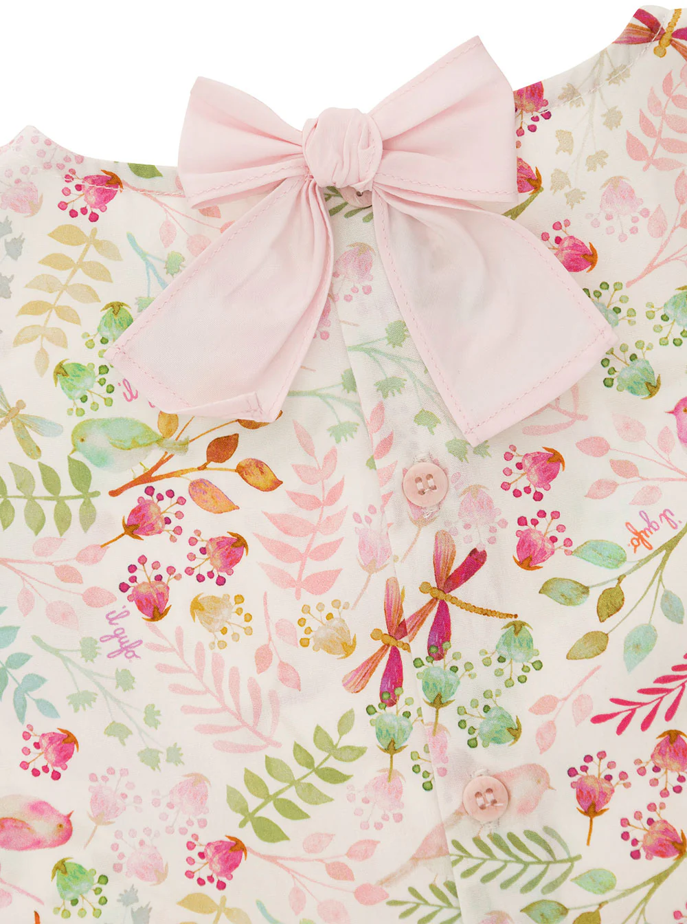 Il Gufo Kids Pink T-Shirt And Shorts With Flower Print Bow Detail Cotton Girl Suits