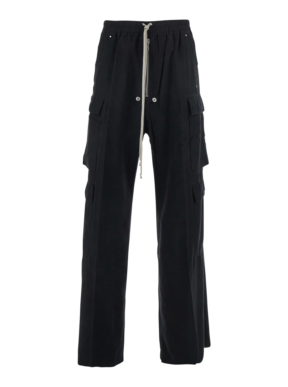 Drkshdw Cargo Belas Black Pants with Drawstring Waist and Pockets in Cotton Man Trousers