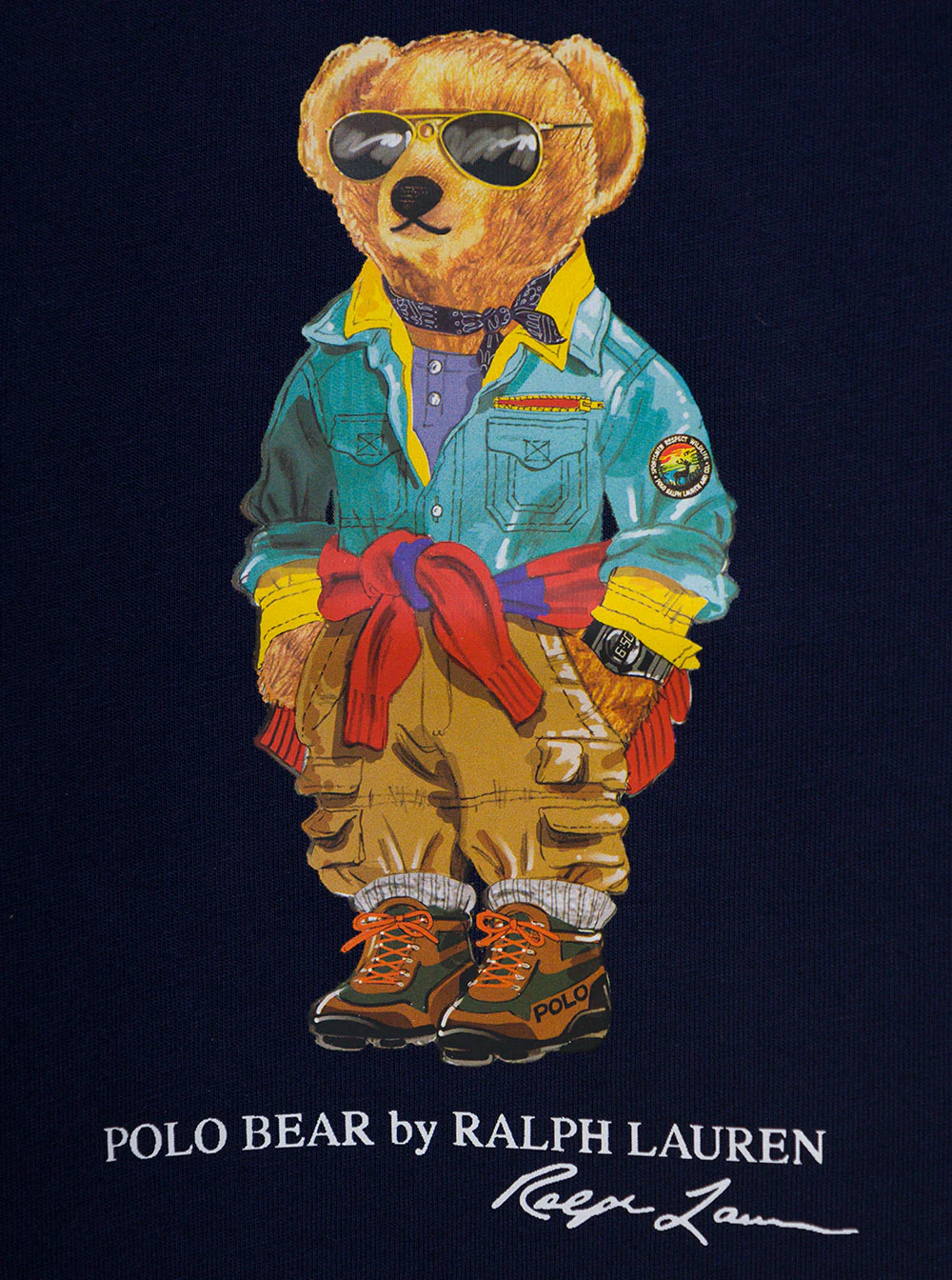 Polo Ralph Lauren Kids Blue Crewneck T-Shirt With Teddy Bear Print Cotton Boy Blu Tshirts And Polo Shirts