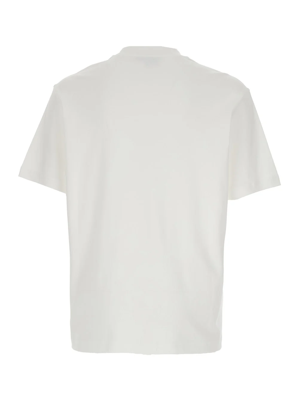 Crew Neck T-Shirt Emporio Armani with Logo Embroidery on the Front in White Cotton for Men Tshirts And Polo Shirts