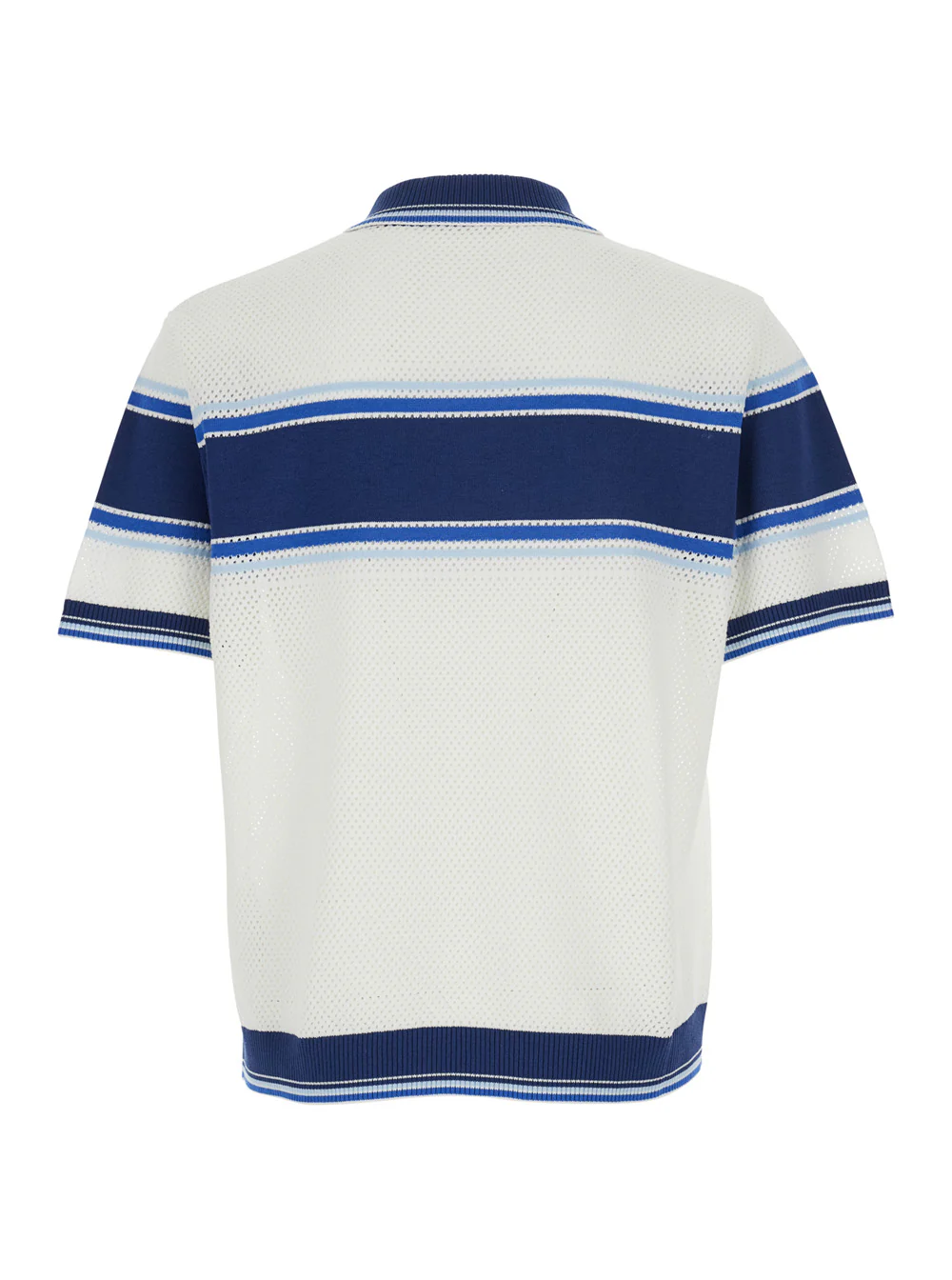 Casablanca Polo MESH STRIPE White with Blue Details in Cotton for Men Tshirts And Shirts