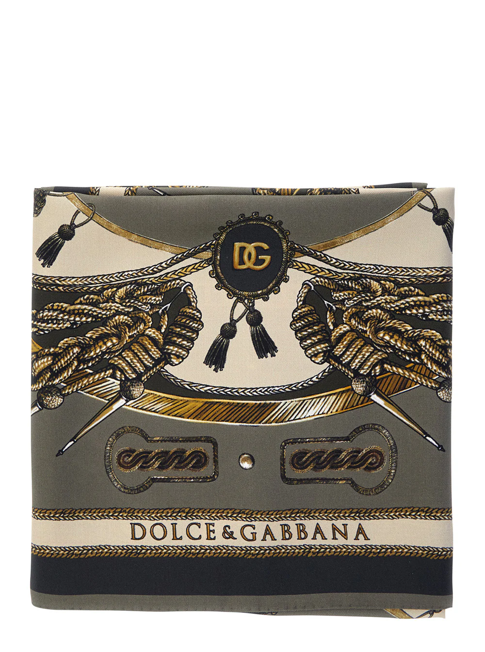Dolce & Gabbana Gray Printed Scarf for In Silk Men Grey Scarfs And Foulards