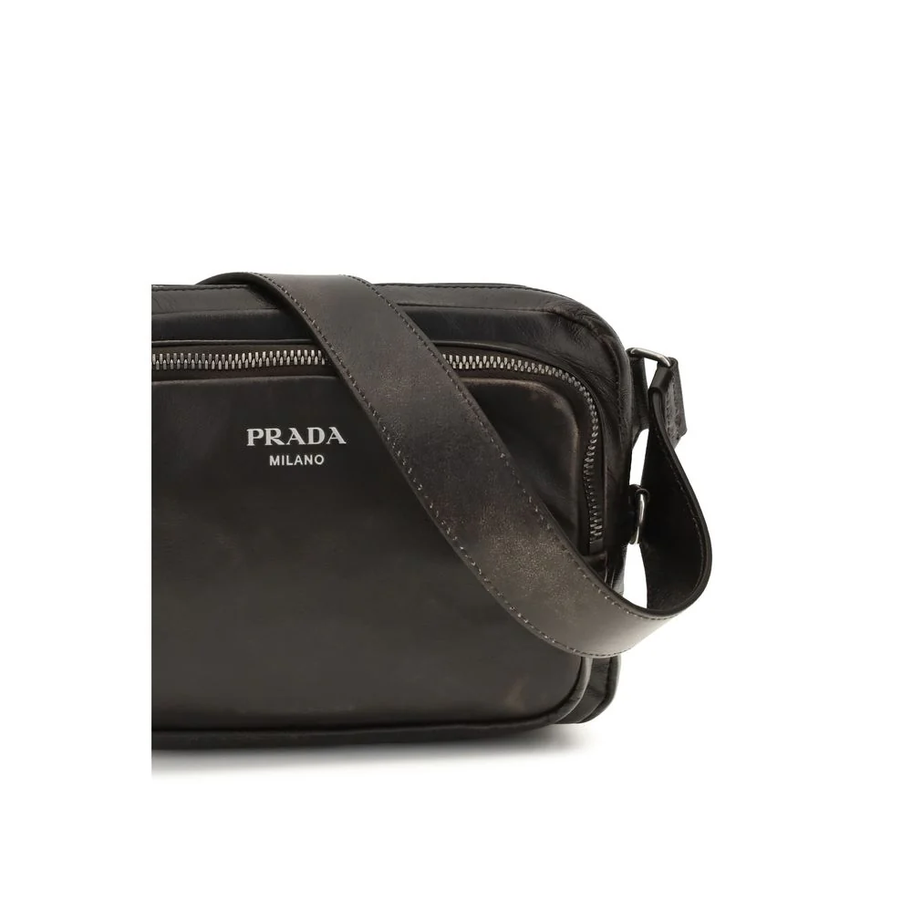 Prada Brown Calf Leather Bos Taurus Shoulder Bag