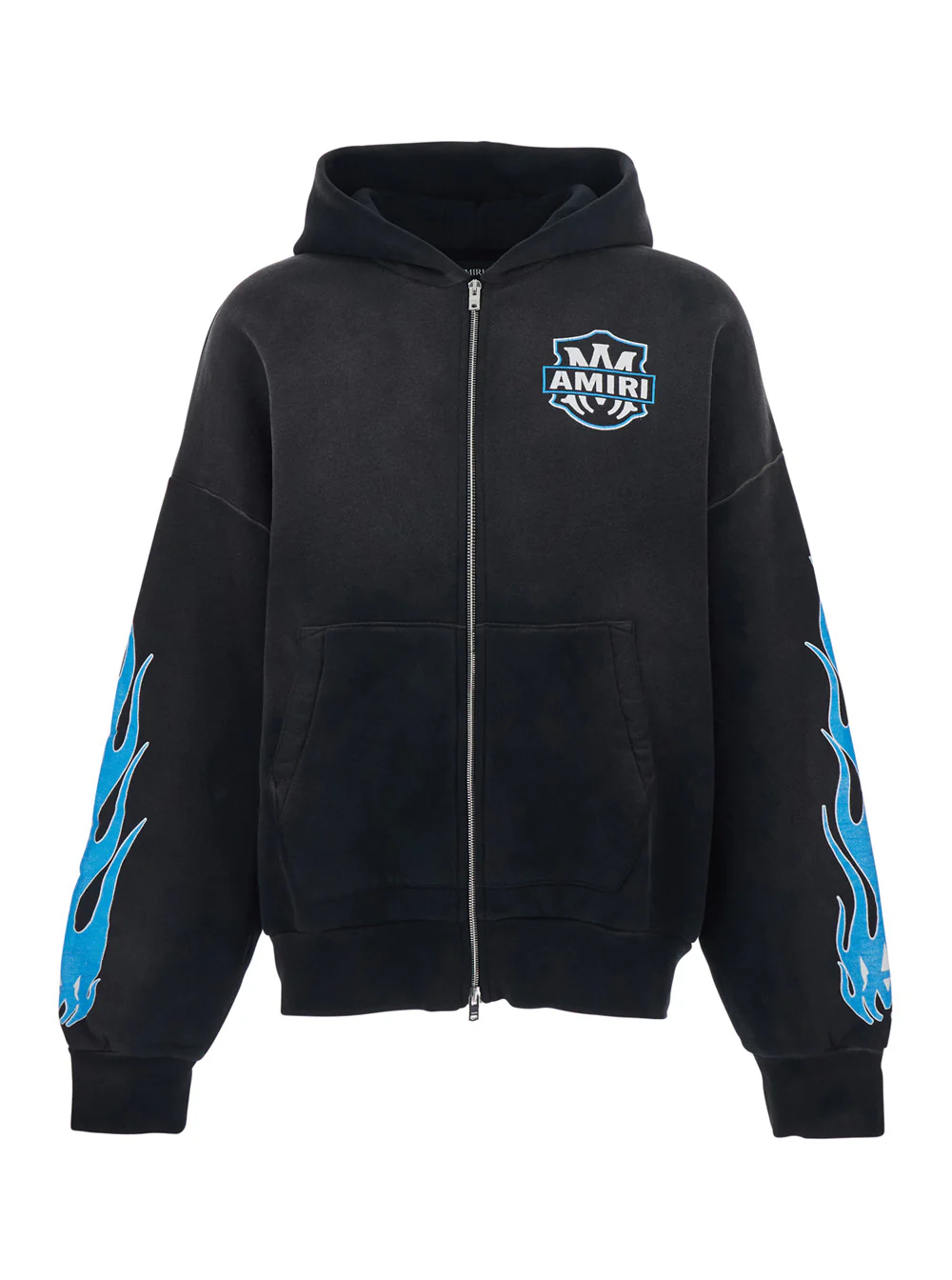 Amiri Black Hoodie with Front Logo and Maxi on the Back for Men Cotton Sweatshirts
