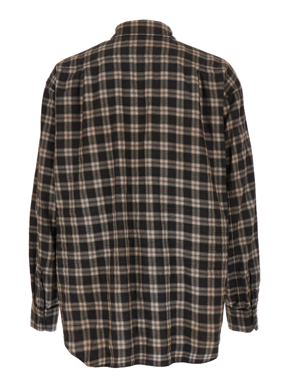 Dsquared2 D2 x Magliano Brown Shirt with Tie Detail on the Front and All-Over Check Motif in Cotton Man Blouses