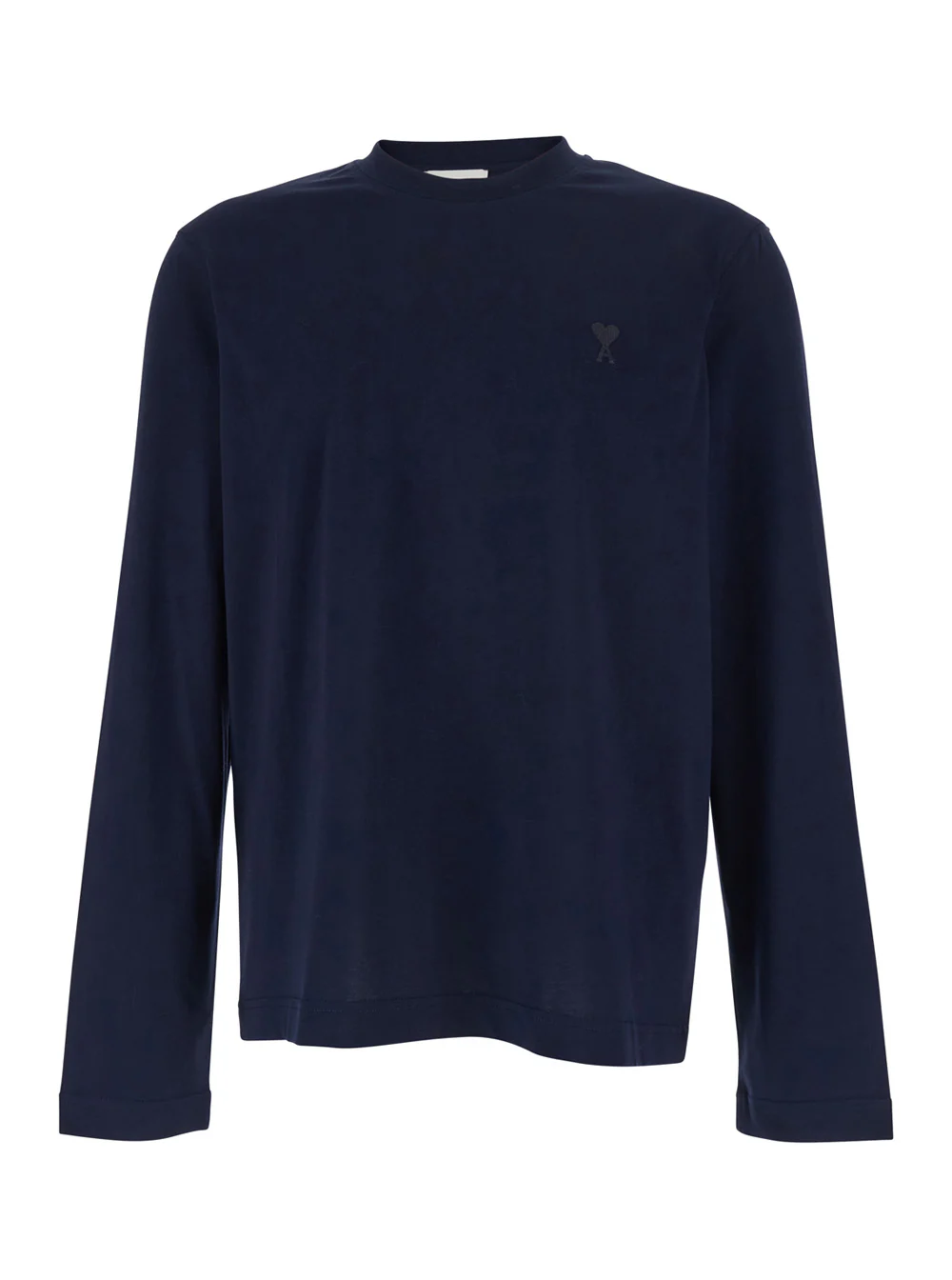 AMI Paris Blue Crew Neck T-Shirt with ADC Embroidery on the Front in Cotton for Men Blu Tshirts And Polo Shirts