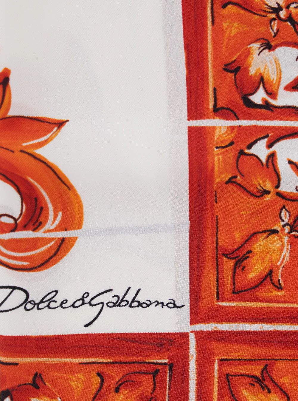 Dolce & Gabbana Maiolica Print Silk Foulard 90x90 Orange Scarfs And Foulards
