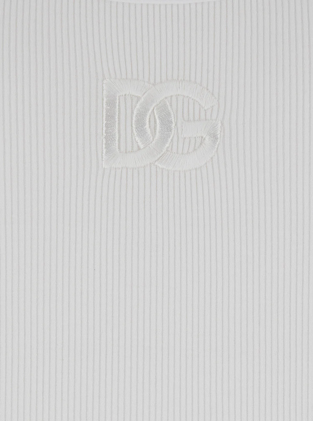 Dolce & Gabbana White Sleeveless Top with Logo Embroidery on the Front and Ribbed Knit in Cotton Man Tops