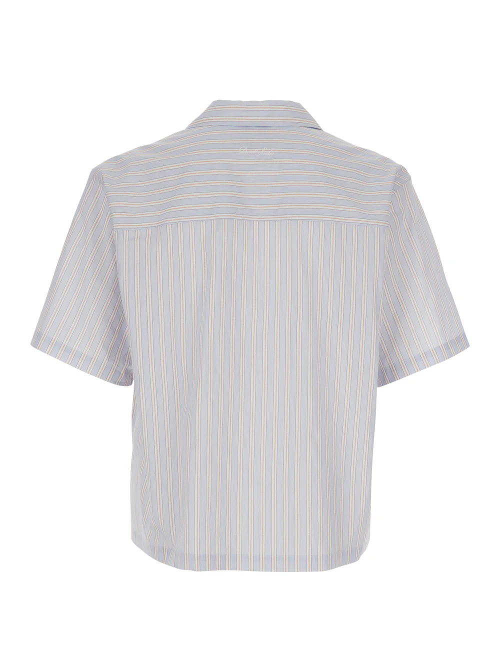 Dunst Beige Shirt With Open Collar And All-Over Striped Motif Cotton For Men Blouses