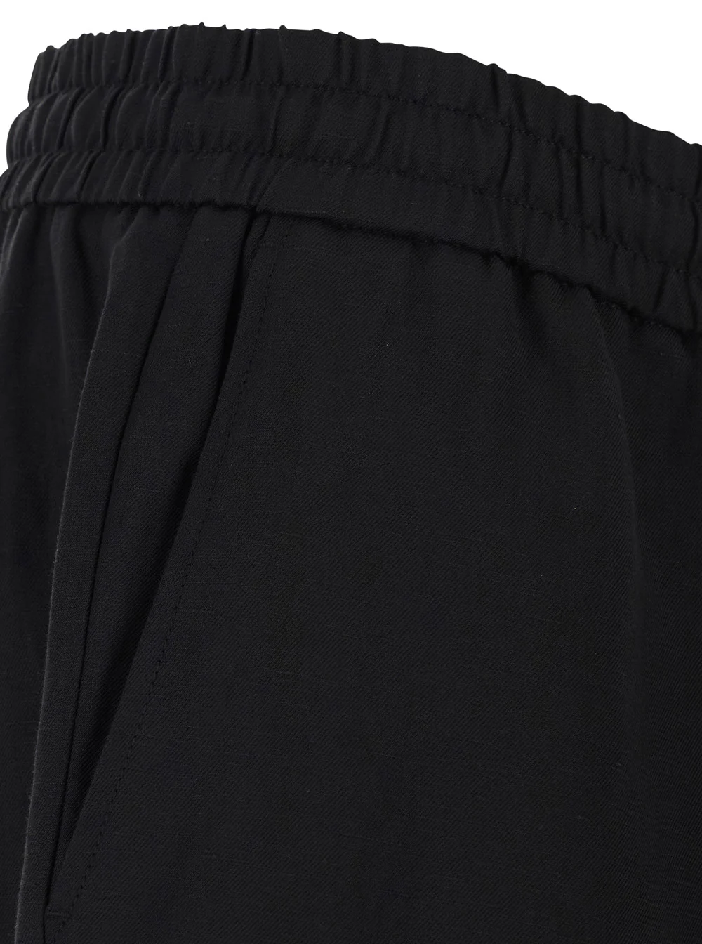 AMI Paris Pants Elasticated Waist Trousers Black With Elastic In Cotton Men