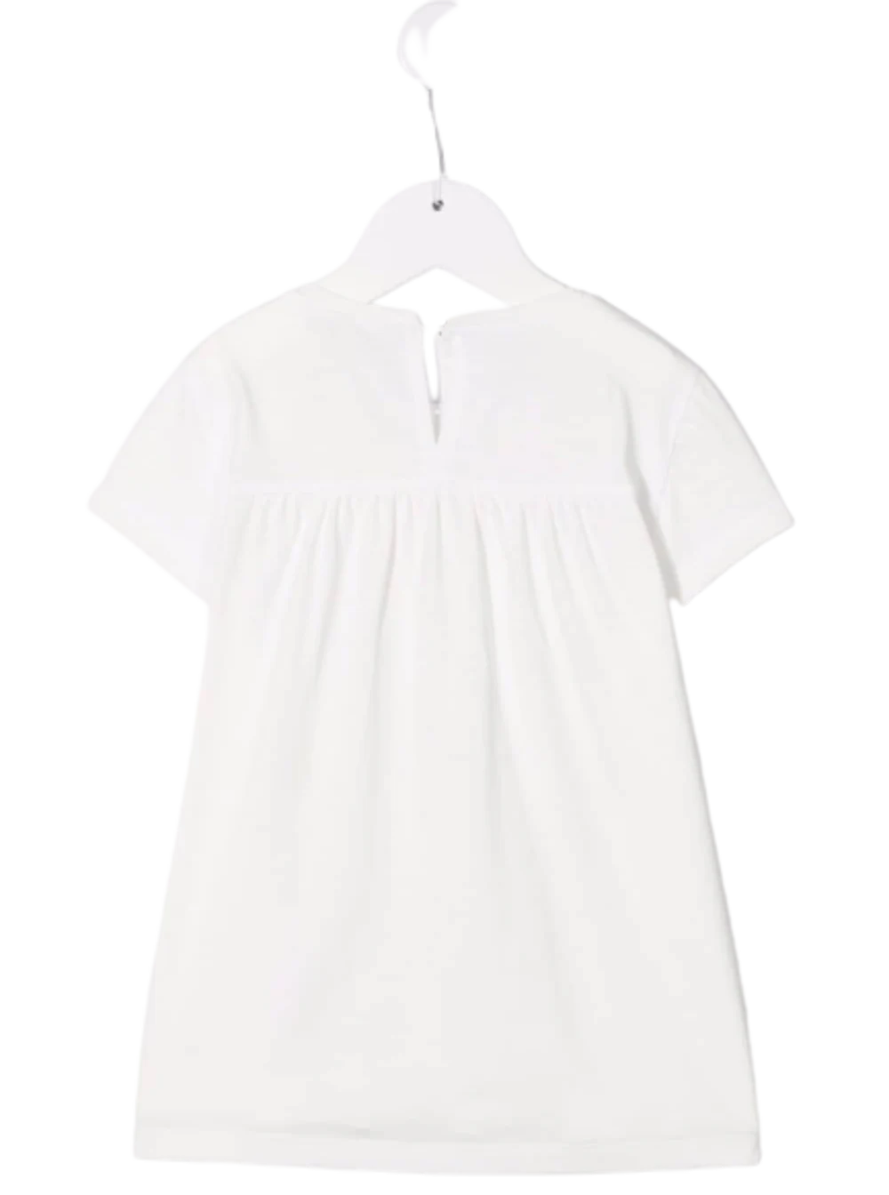 Monnalisa Kids Maxi Cotton T-Shirt With Floral Print White Tshirts And Polo Shirts