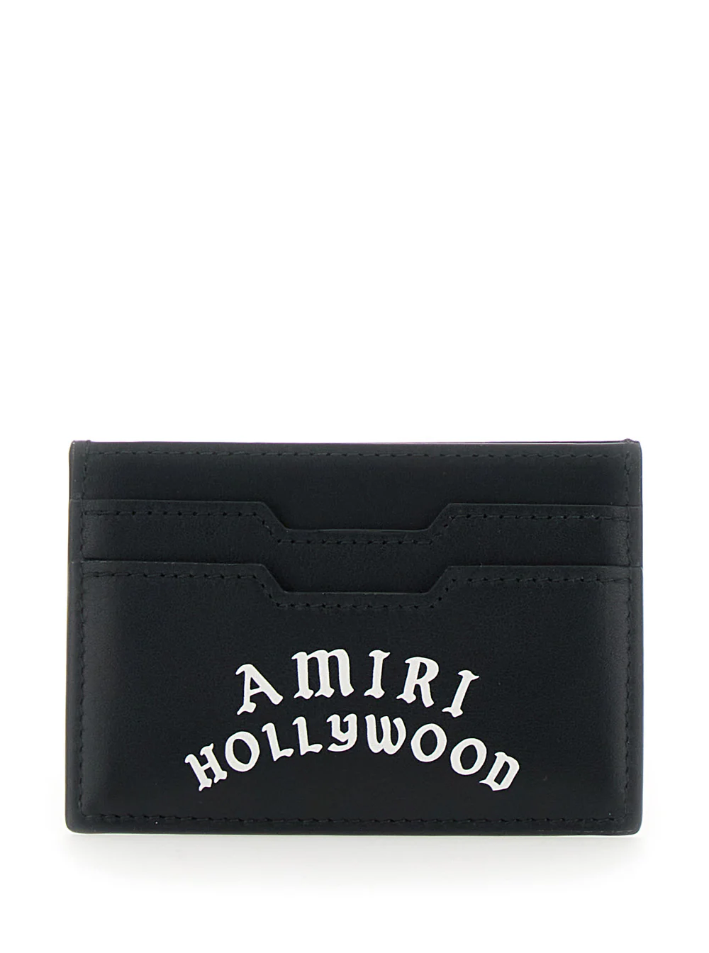 Amiri Black Card Holder with Logo Lettering on the Front and Embossed Rear in Leather Man Bovine Products