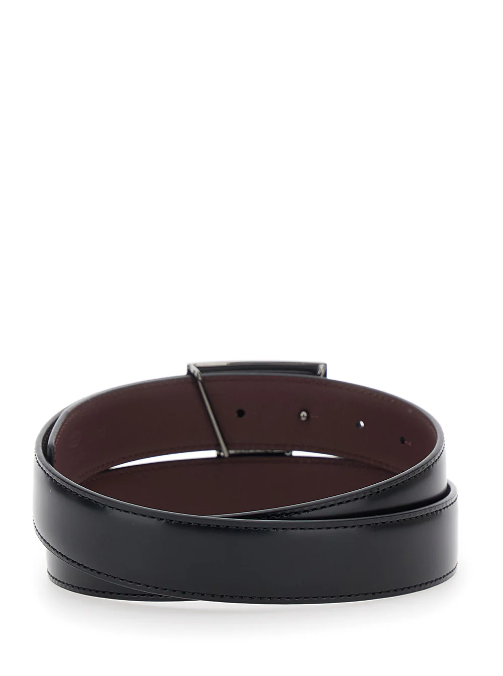 Tod's Black Belt with Adjustable Buckle Closure and T Logo Plaque in Leather Man Calf