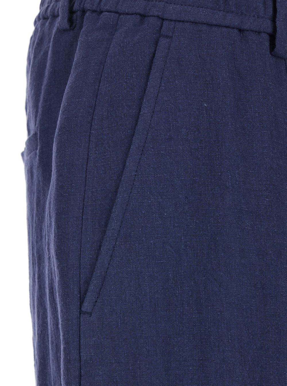 Emporio Armani Mens Blue Straight-Leg Linen Trousers Blu