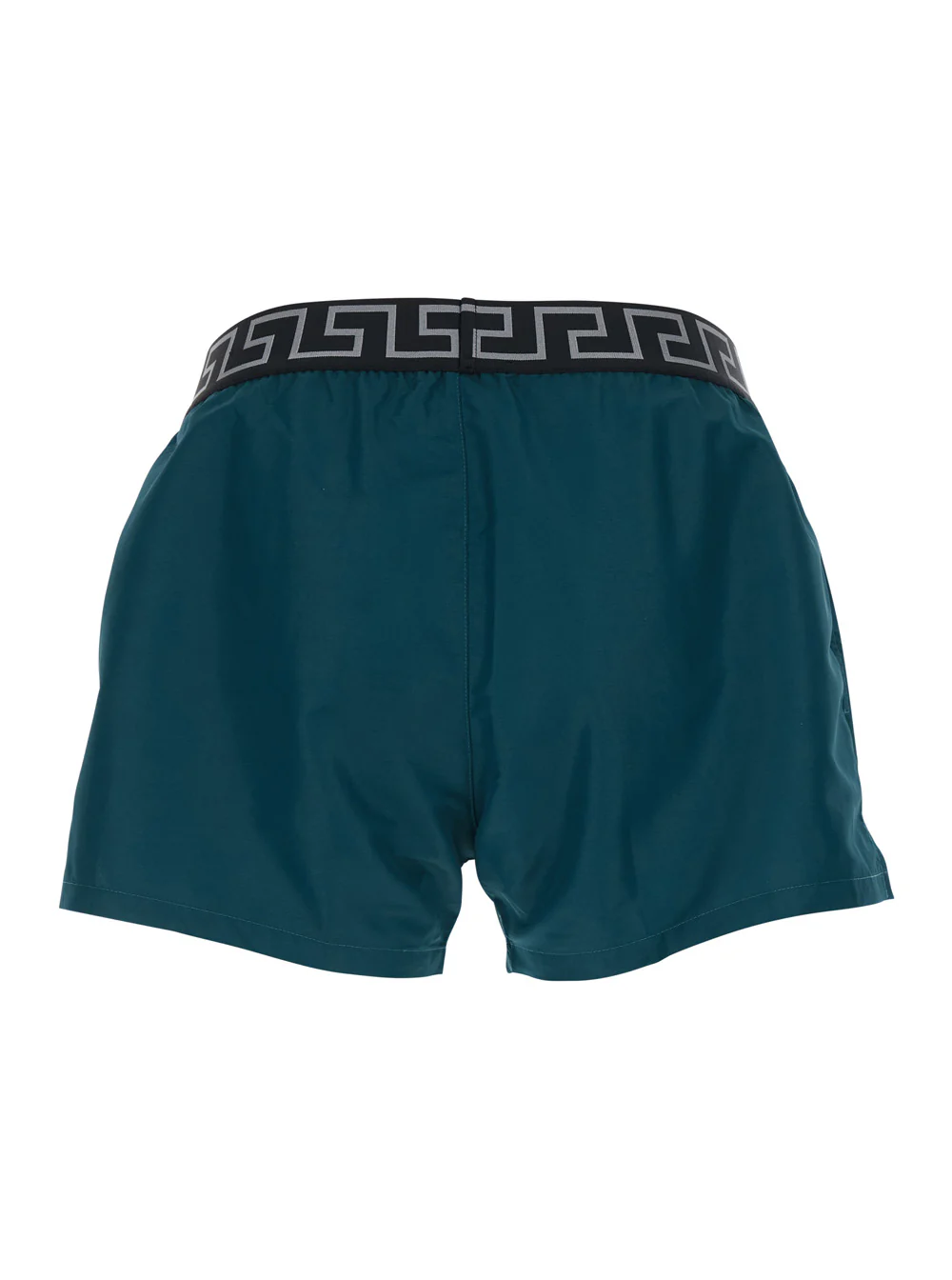Versace Green Swim Shorts with Elasticated Waist and Greca Motif in Tech Fabric Men Polyester Beachwear