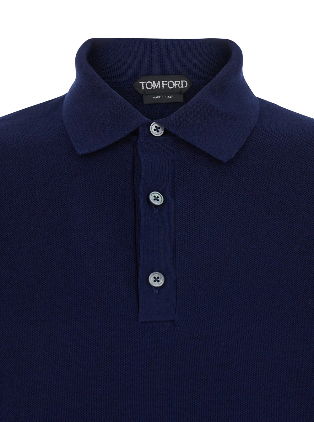 Tom Ford Blue Polo Shirt with Classic Collar and Front Button Closure in Silk Cotton Blend for Men Blu Tshirts