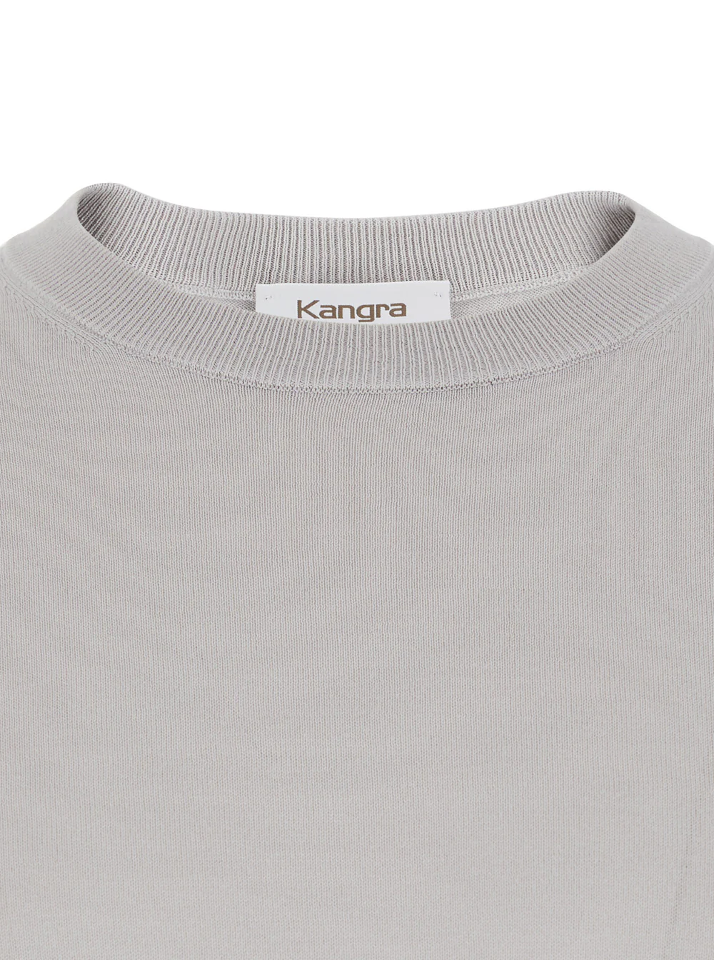 Kangra White Crewneck Sweater With Short Sleeves And Ribbed Finishes In Cotton For Men Jersey