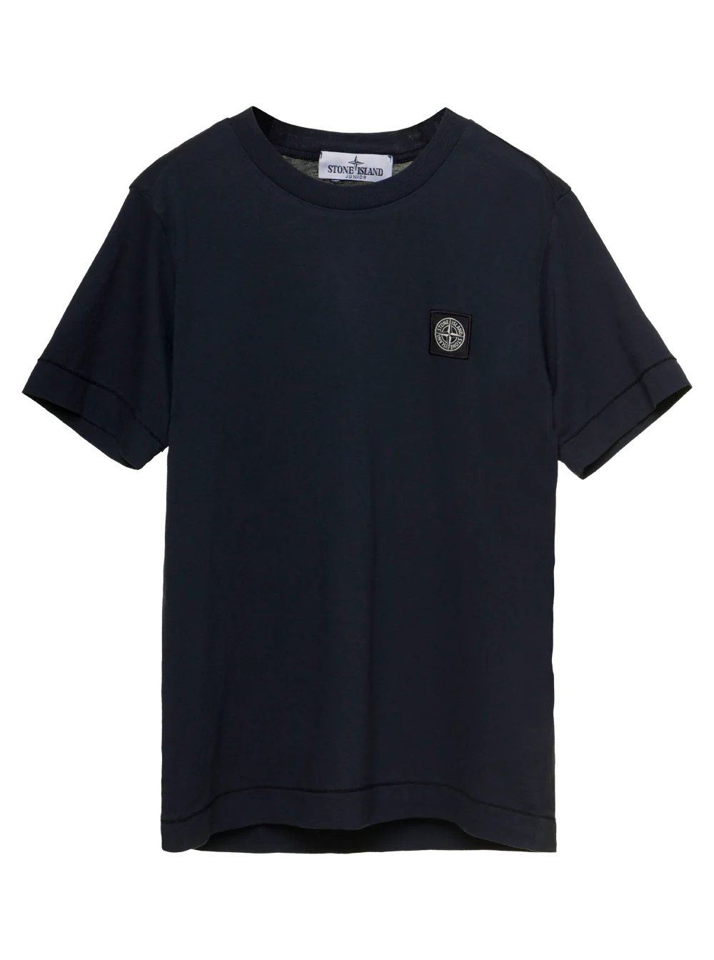 Stone Island Kids Blue Crewneck T-Shirt With Patch Logo And Pocket Cotton Boy Blu Tshirts Polo Shirts