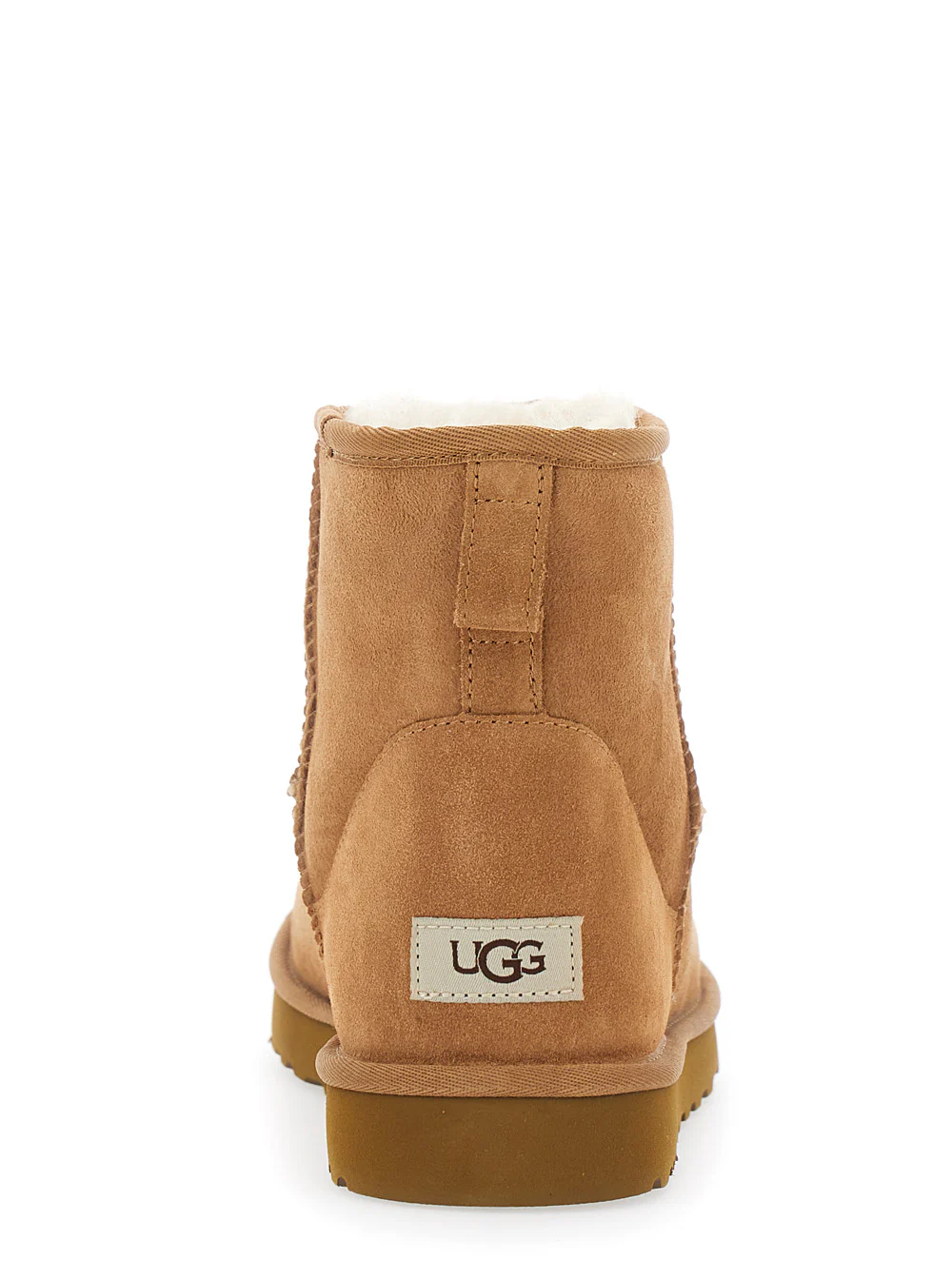 UGG Mens Brown Classic Mini Ankle Boots with Logo Patch on the Back and Fur Lining in Suede Leather