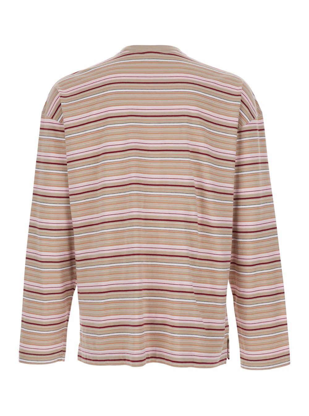 Sunflower T-Shirt Stripe Ls Pocket With And Long Sleeves Beige Cotton Unisex Jersey