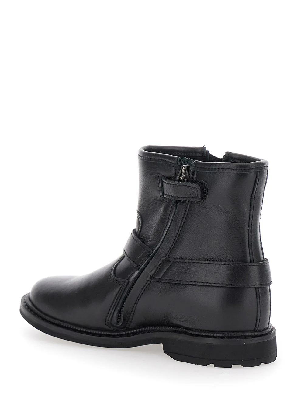 Pom D'Api Kids Black Ankle Boots With Harness Detail Rubber Girl