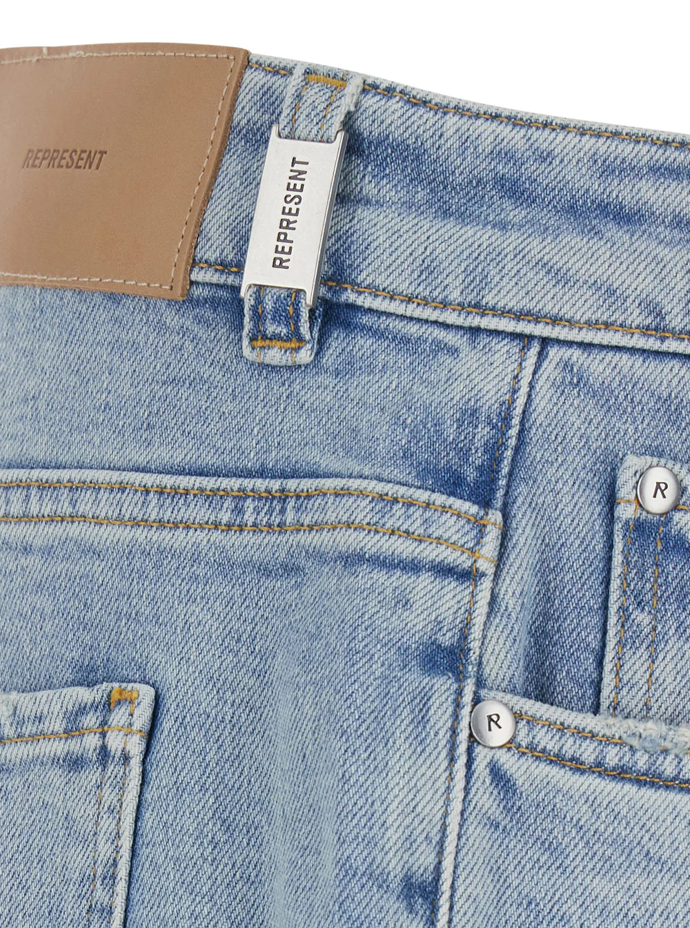 Represent Blue Denim Boot Cut Jeans Blu Cotton