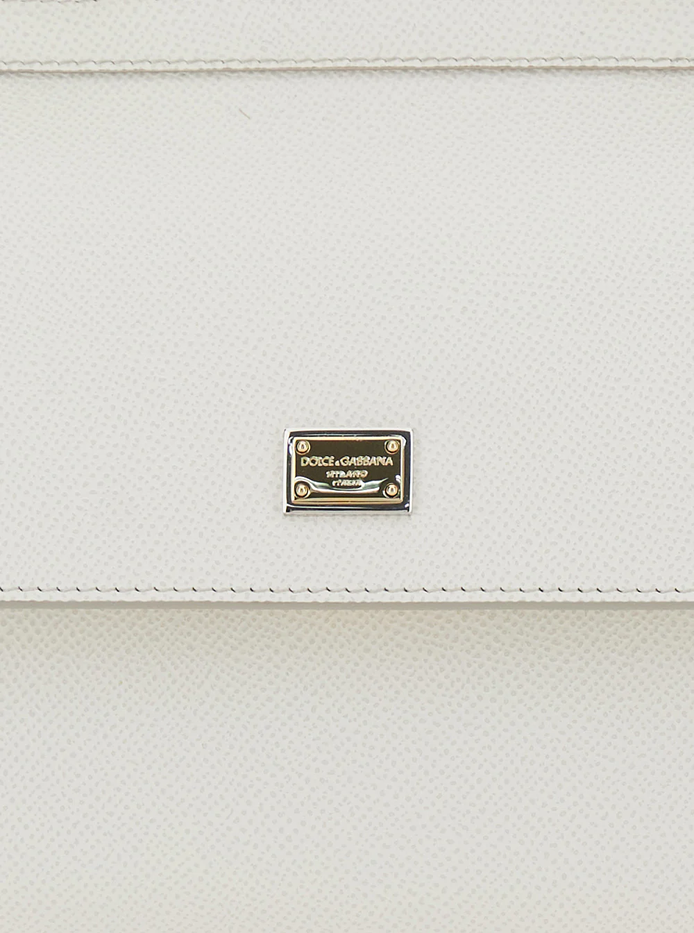 Dolce & Gabbana Handbag Sicily Piccola With Adjustable And Removable Shoulder Strap Logo Plate On Front Grained White Leather For Women Hand Bags