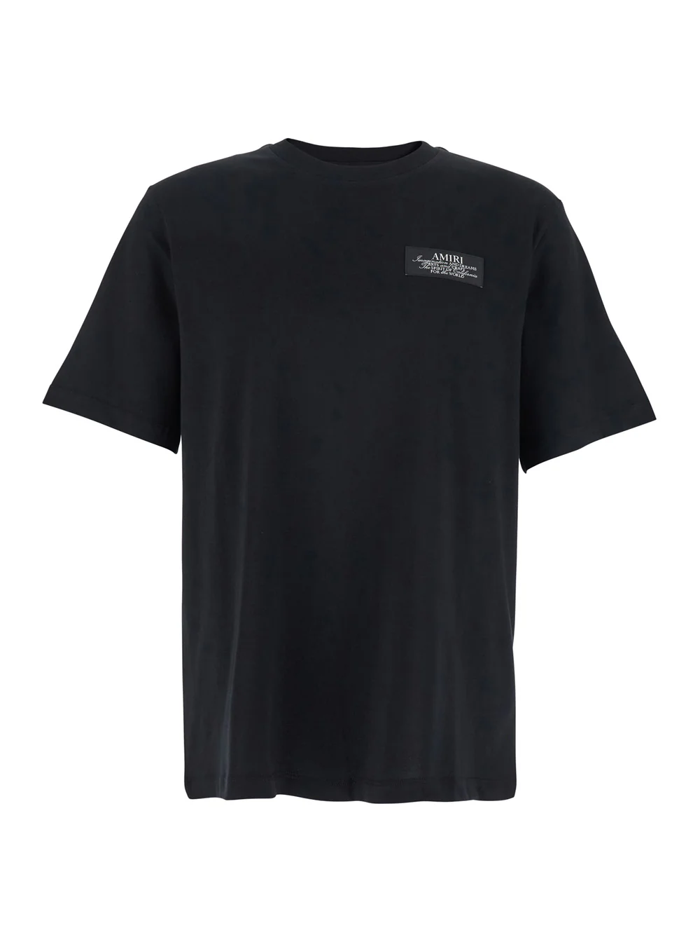 Amiri Black T-Shirt With Spirit Print On The Front Cotton Men Tshirts And Polo Shirts