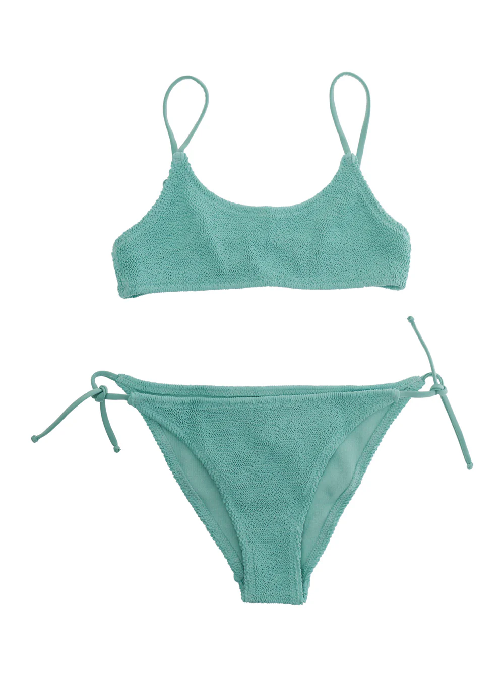 Mc2 Saint Barth Kids JAIDEN W - CRINKLE Green Bikini with Ruffled Details In Fabric Women Beachwear