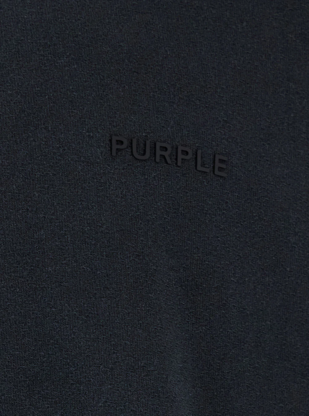 Purple Brand Black Crewneck T-Shirt with Long Sleeves and Tonal Logo Lettering Embroidery on the Front in Cotton Man Jersey