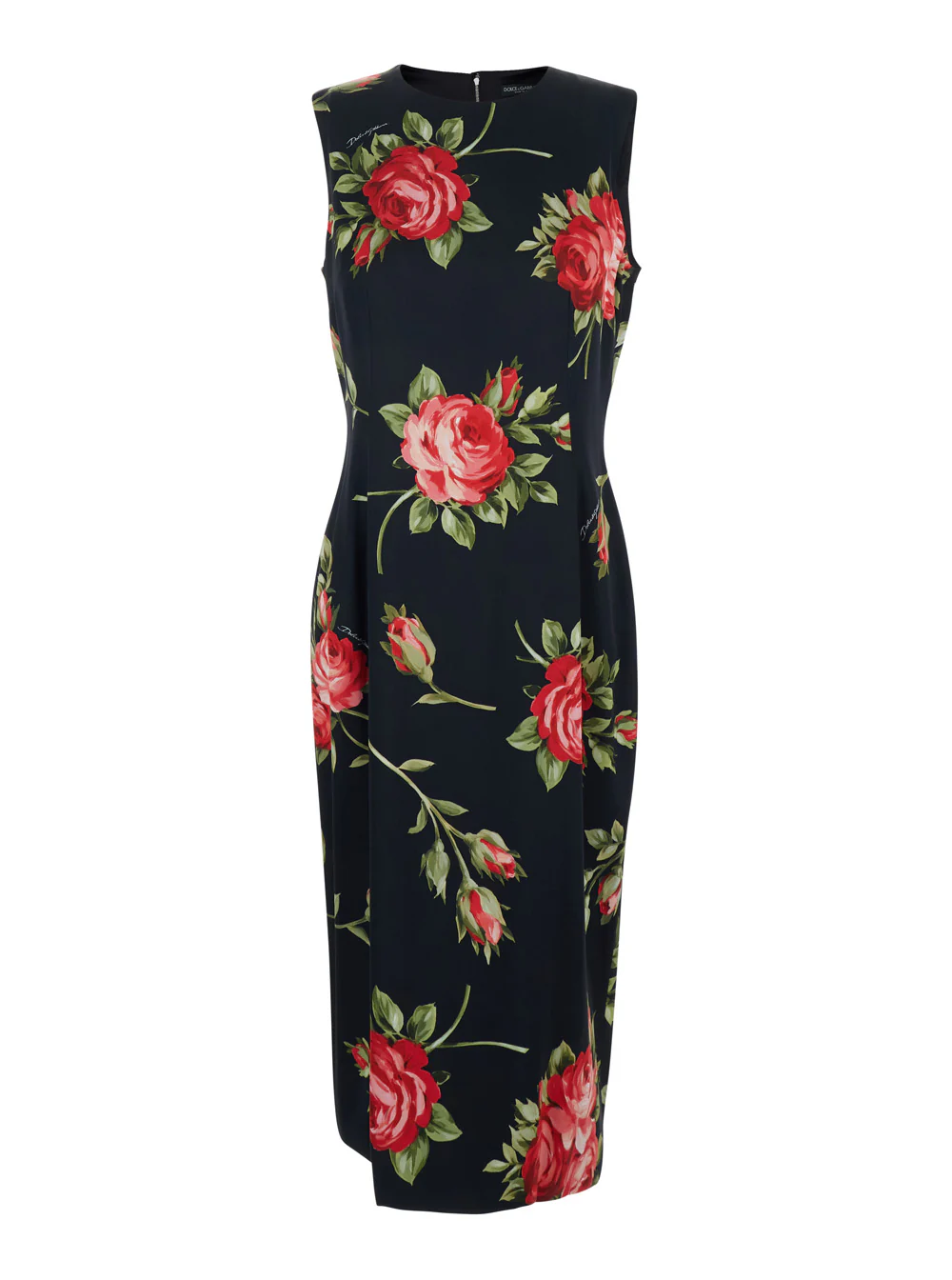 Dolce & Gabbana Black Dress with all-over floral print in silk for women Elastane