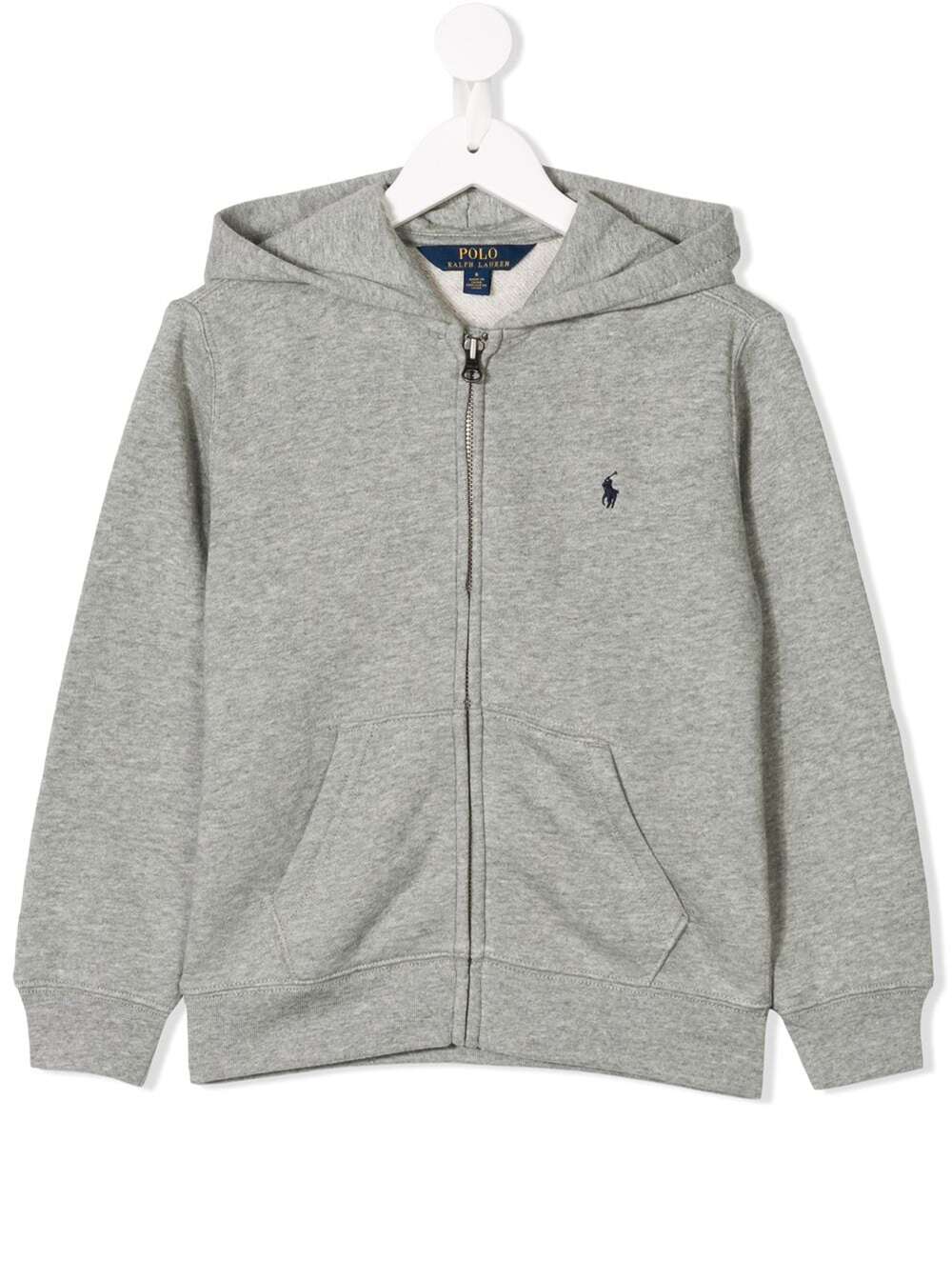 Polo Ralph Lauren Kids Grey Hoodie With Logo Cotton Boy Polyester Sweatshirts