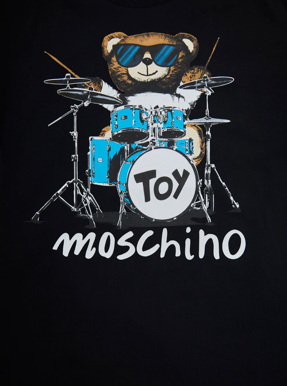Moschino Kids Black T-Shirt With Teddy Bear Print On The Front Cotton Boy Tshirts And Polo Shirts