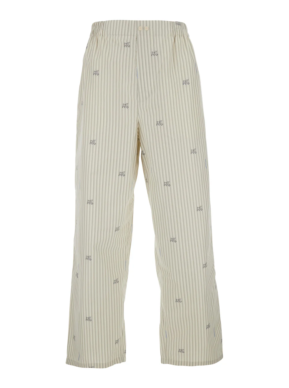 Jacquemus Beige Pants with elasticated waist and Striped Design in Cotton Man Trousers Jacquemus Beige Pants with elasticated waist and Striped Design in Cotton Man Trousers