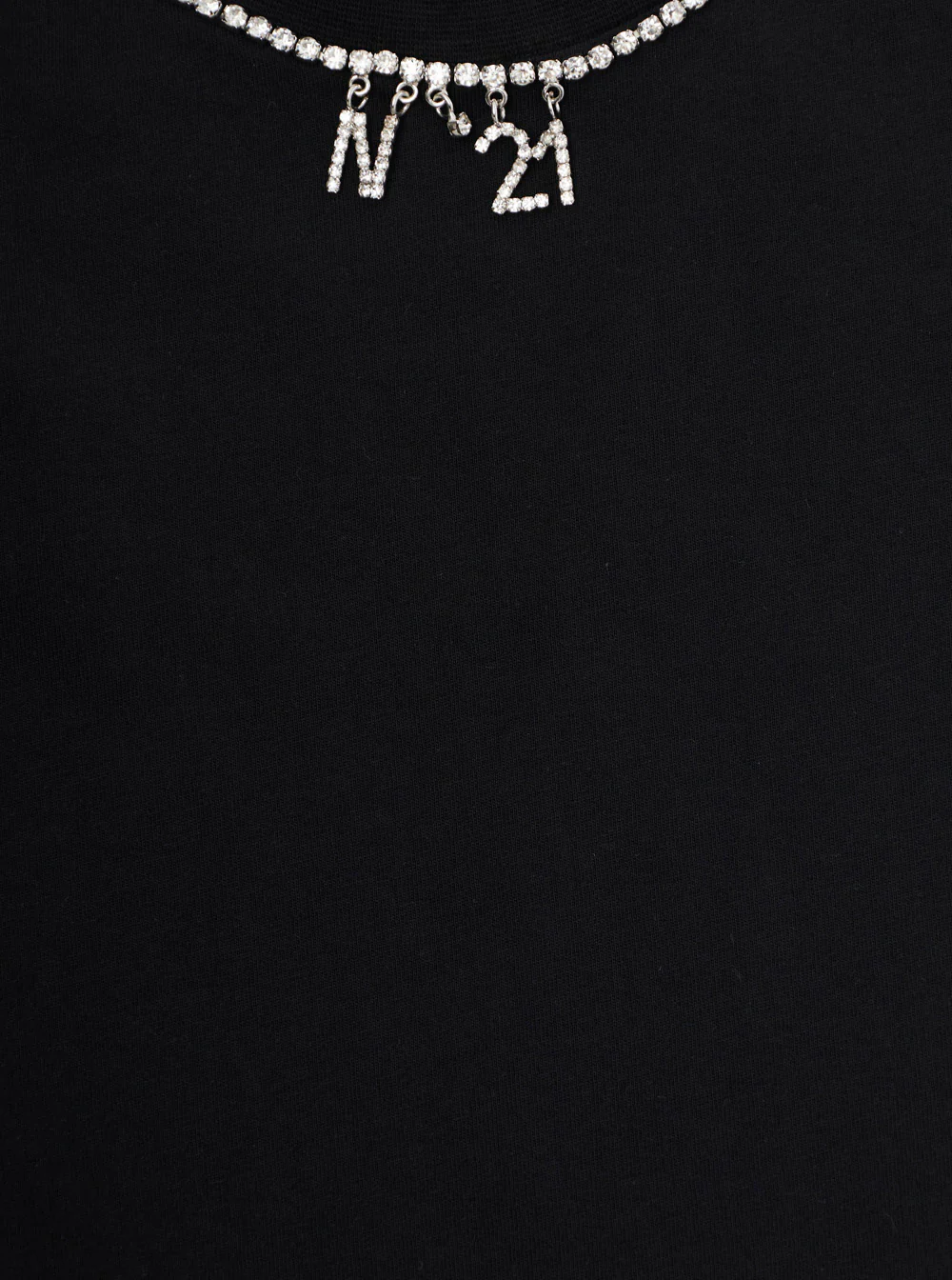 N°21 Kids Sleeveless Top with Logo Detail on the Front and Curved Hem in Black Cotton for Girls Tops