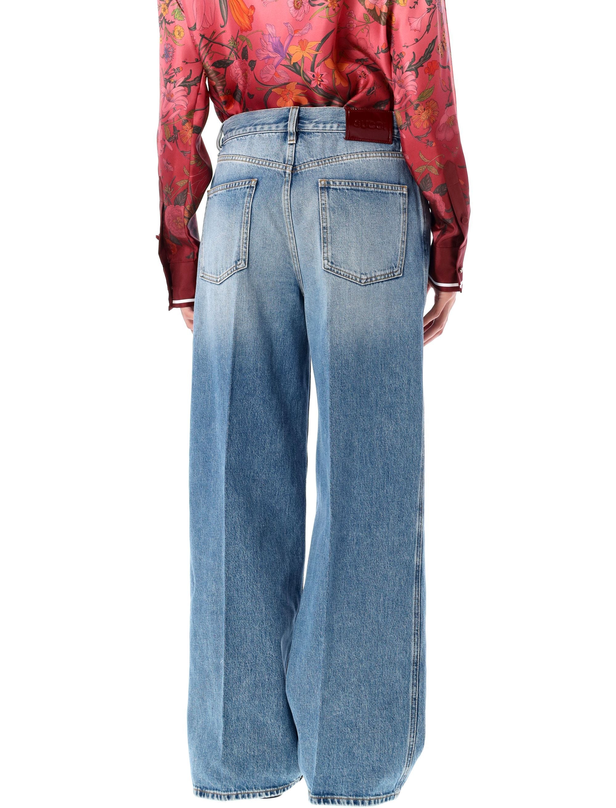 Gucci Wide leg jeans Light Blue Cotton