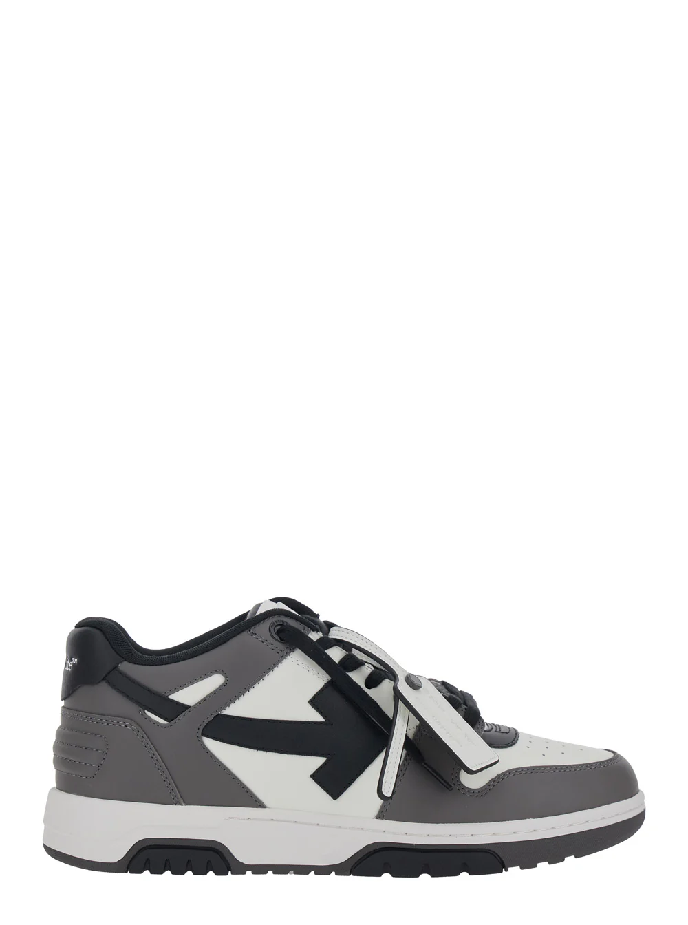 Off-White Sneaker Out Of Office Low Top With Logo Patch On The Tongue And Contrast Stitching Gray Leather For Men Grey