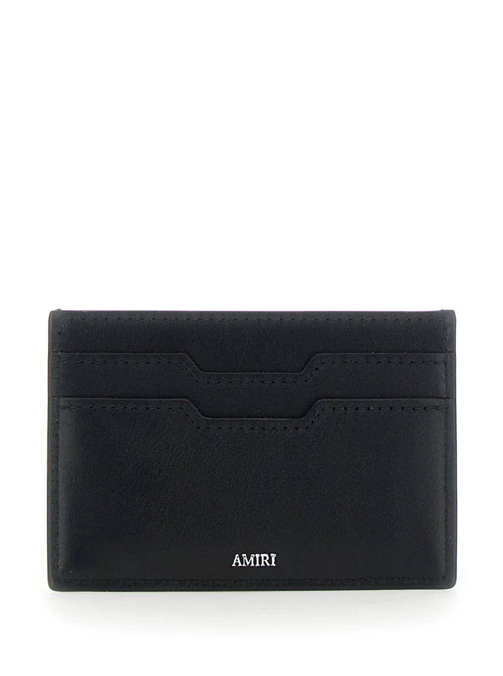 Amiri Black Card Holder with Logo Lettering on the Front and Embossed Rear in Leather Man Bovine Products