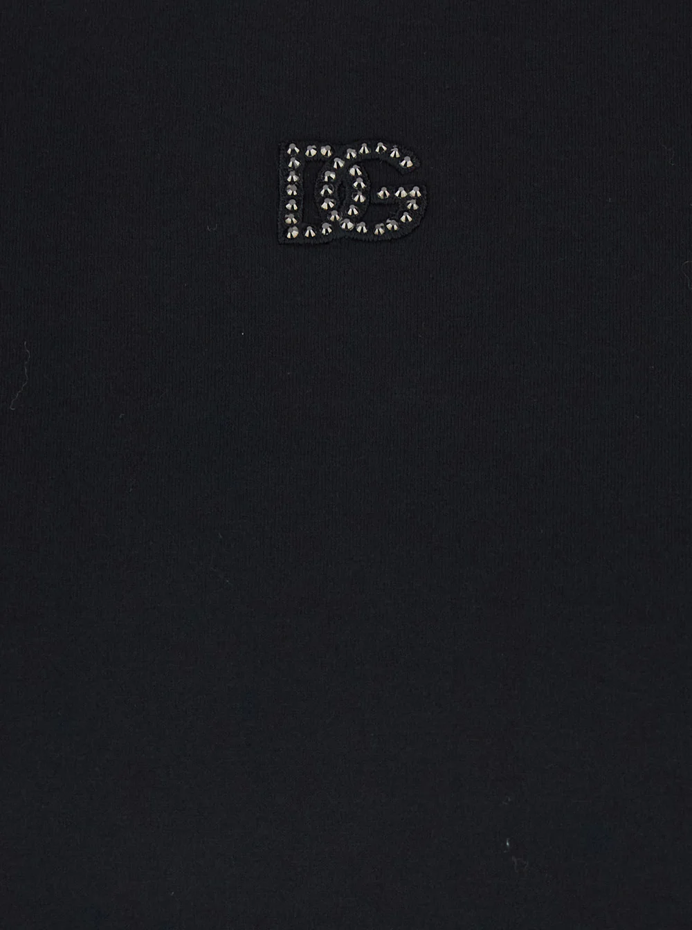 Dolce & Gabbana Black T-Shirt with Logo Embroidery and Beads on the Front in Cotton for Women Tshirts Polo Shirts