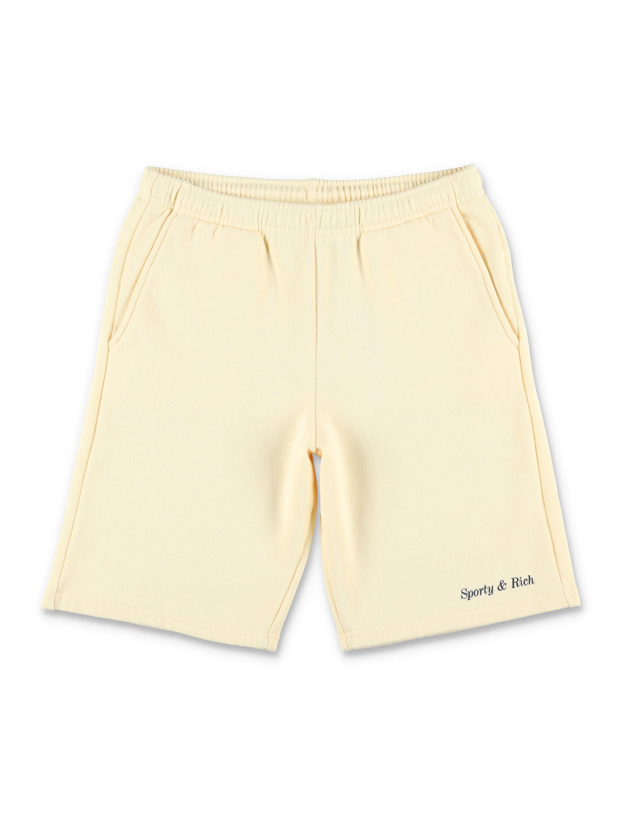 Sporty & Rich Classic Logo Kids Gym Shorts Cream Almond Cotton