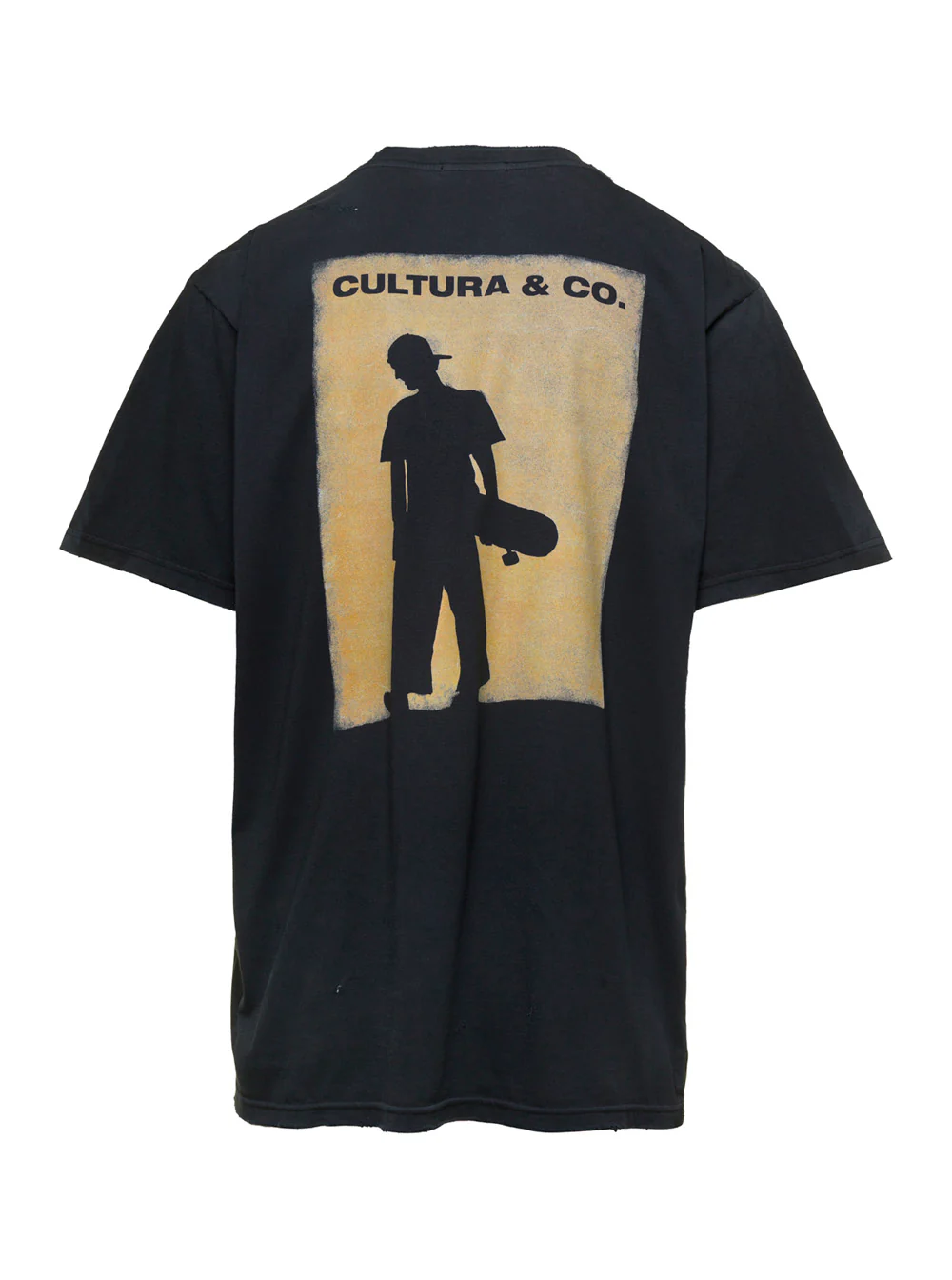 Black Crewneck T-Shirt with Cultura & Co Print in Jersey Man Tshirts And Polo Shirts