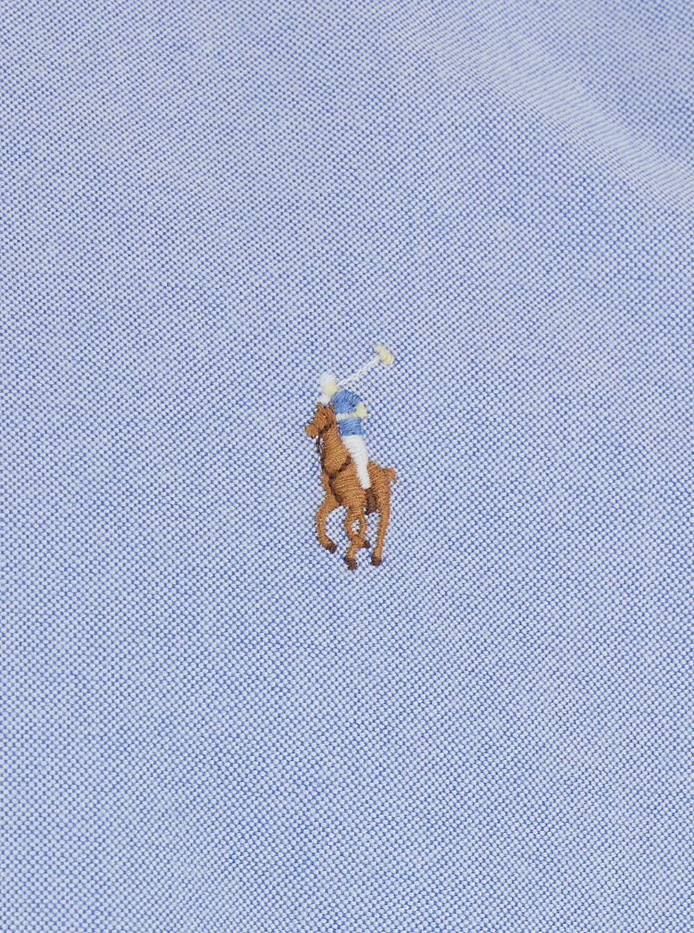 Polo Ralph Lauren Blue Slim Fit Oxford Shirt with Button Down Collar and Front Embroidery in Cotton for Men Light Blouses
