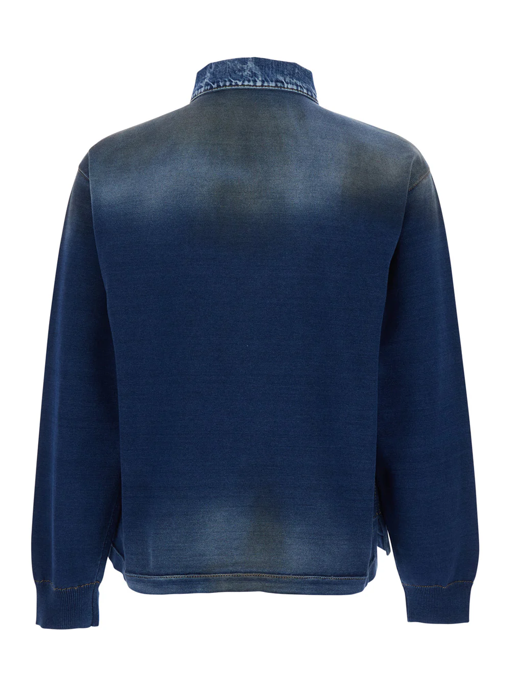 Dsquared2 Blue Cotton Polo Collar Sweatshirt with Distressed Effect for Men Blu Sweatshirts