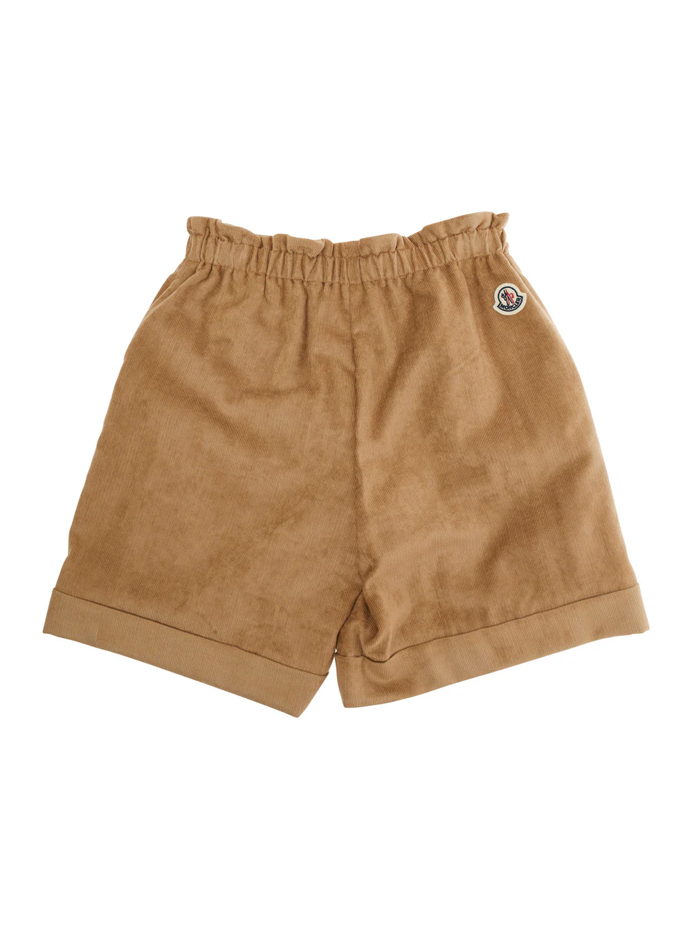 Moncler Kids Beige Bermuda Pants with Elastic Waist and Logo Patch on the Rear in Viscose Blend Girl Polyester Shorts