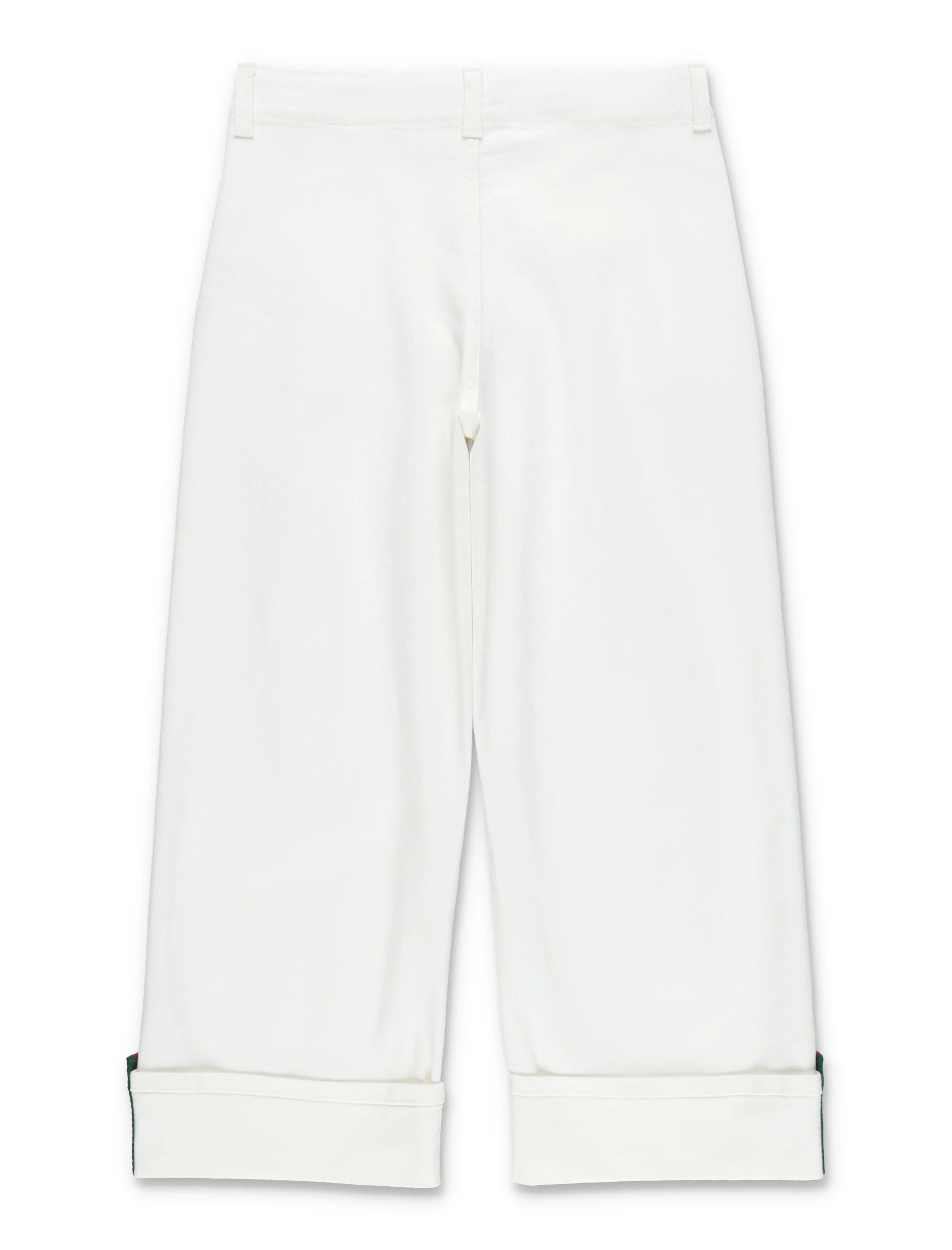 Gucci Girls Stretch Denim Pants With Web Detail White/mix Cotton