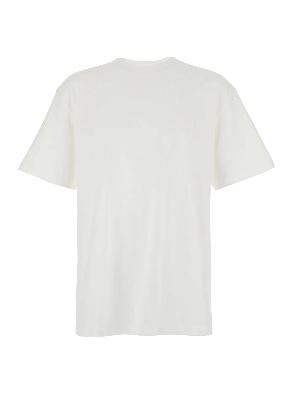 Purple Brand White Crewneck T-Shirt with Dropped Shoulders in Cotton Man Tshirts And Polo Shirts