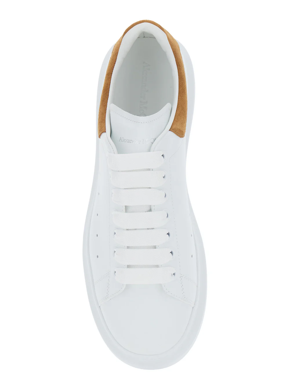 Alexander McQueen White Low Top Sneakers with Logo Lettering on Tongue and Heel in Leather Man Calf