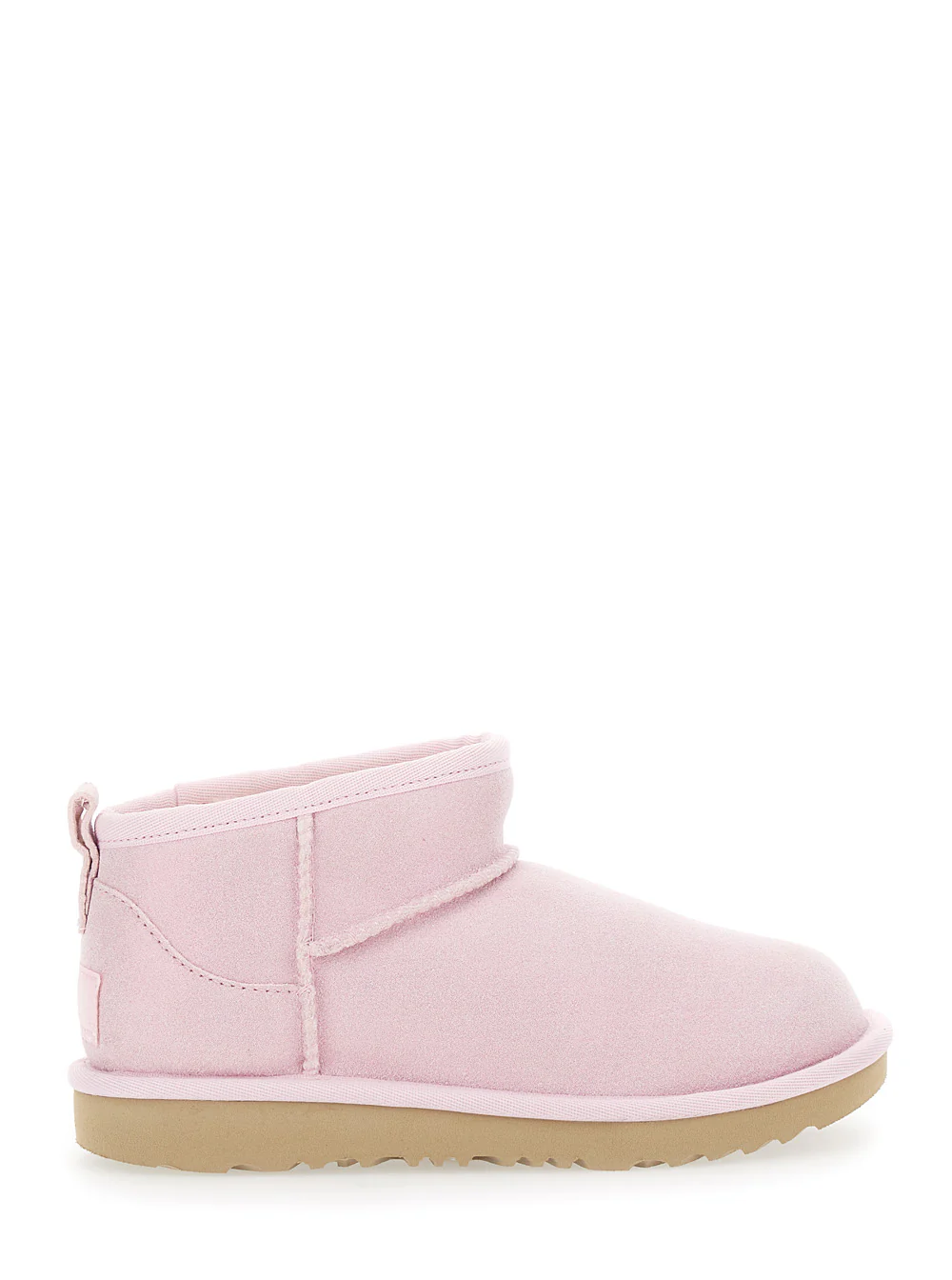 Ugg Kids Classic Ultra Mini Pink Ankle Boots With Shearling Lining Leather Girl