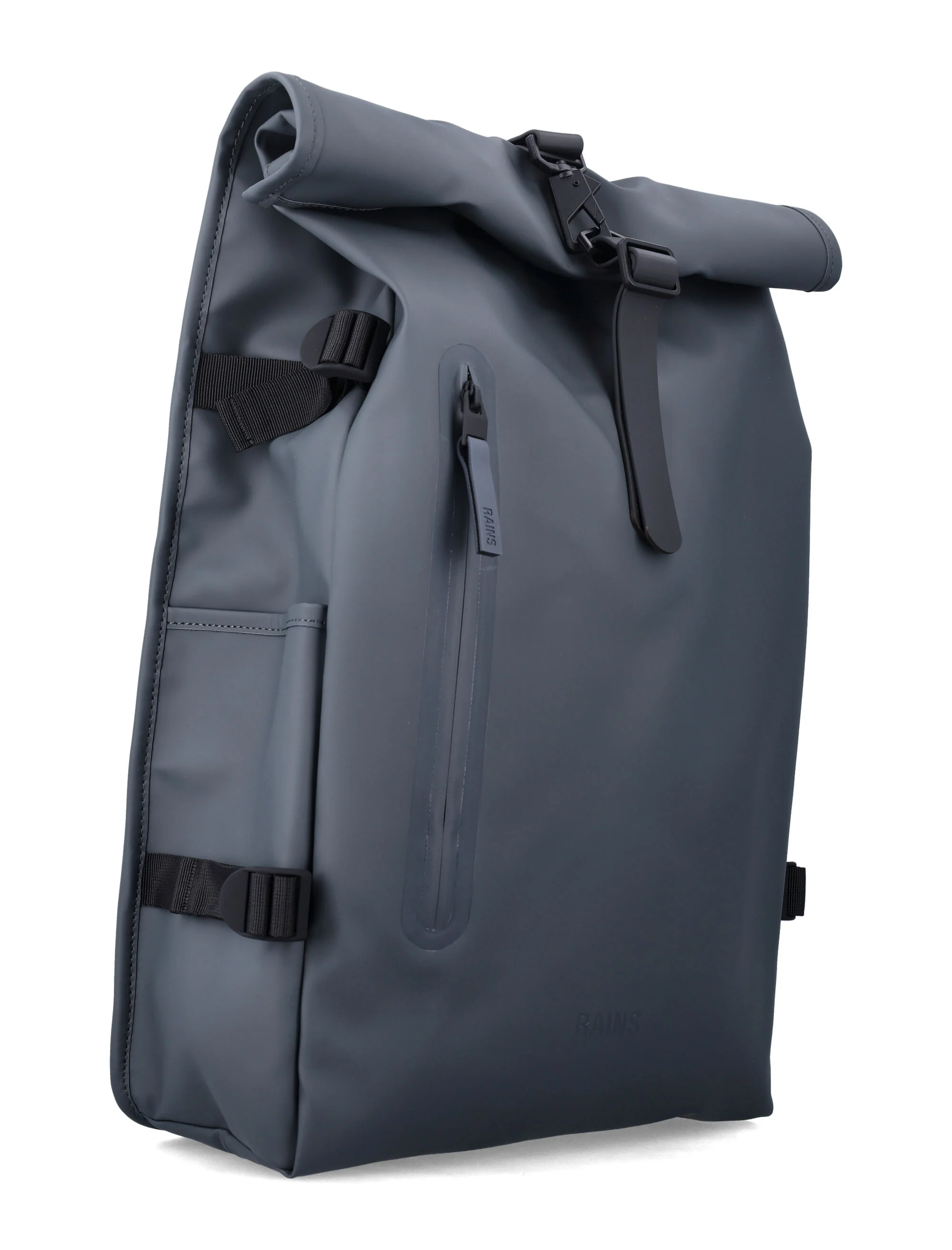 Rains Rolltop Large Waterproof Backpack with Laptop Pocket Dark Grey Polyester Coating